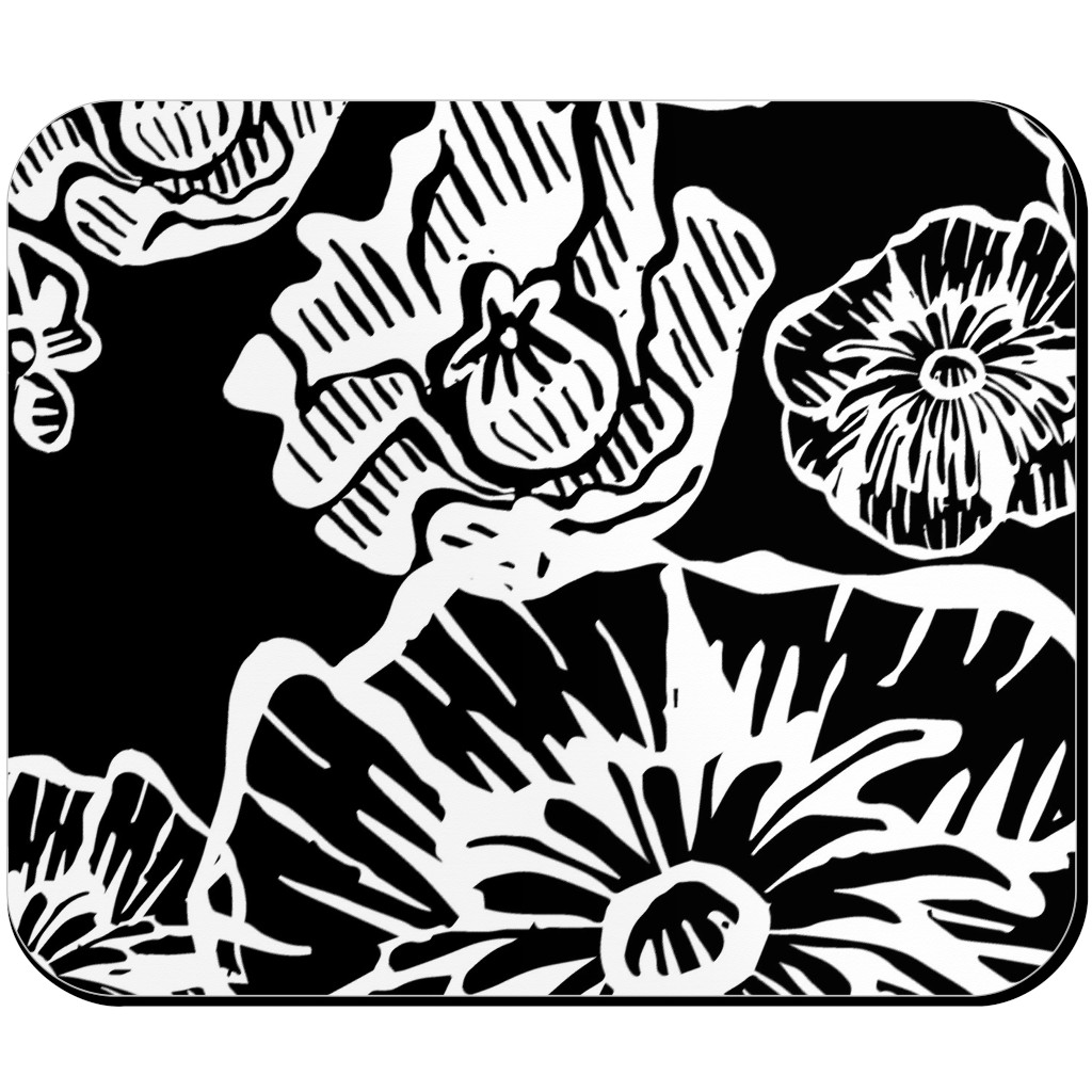 Poppy Arty Mouse Pad, Rectangle Ornament, Black