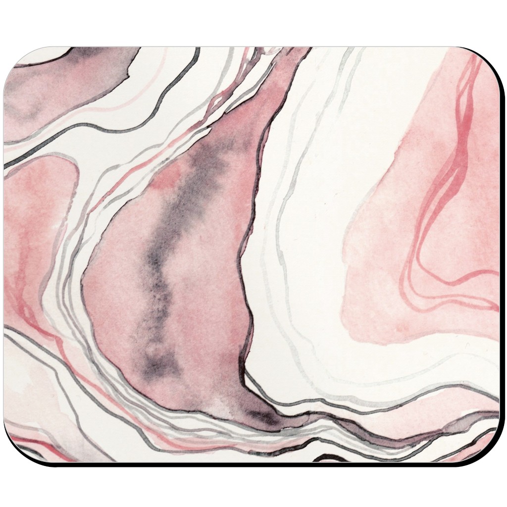 Marbled Watercolor Stone - Pink Mouse Pad, Rectangle, Pink, Bright Pink