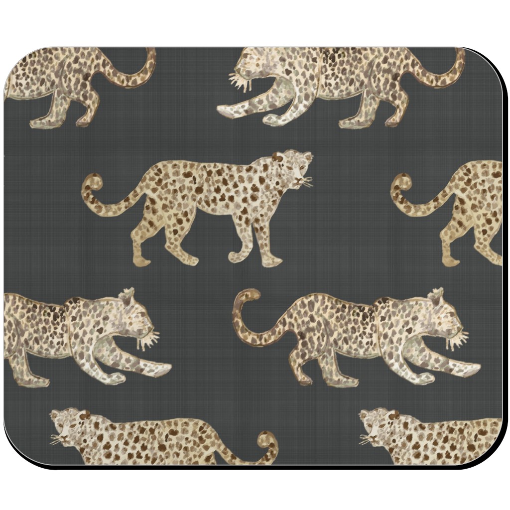 Leopard Parade Mouse Pad, Rectangle Ornament, Gray