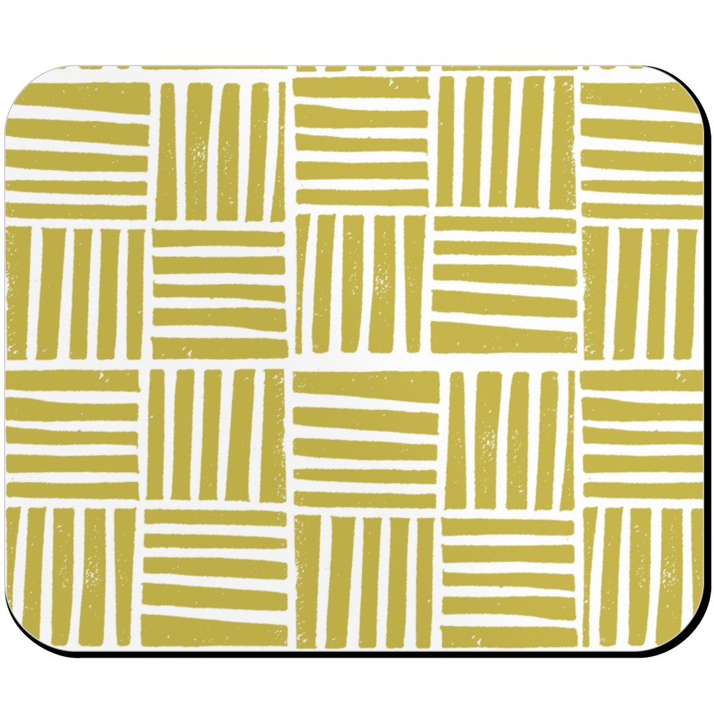 Thatch Stripe Grid - Yellow Mouse Pad, Rectangle Ornament, Yellow