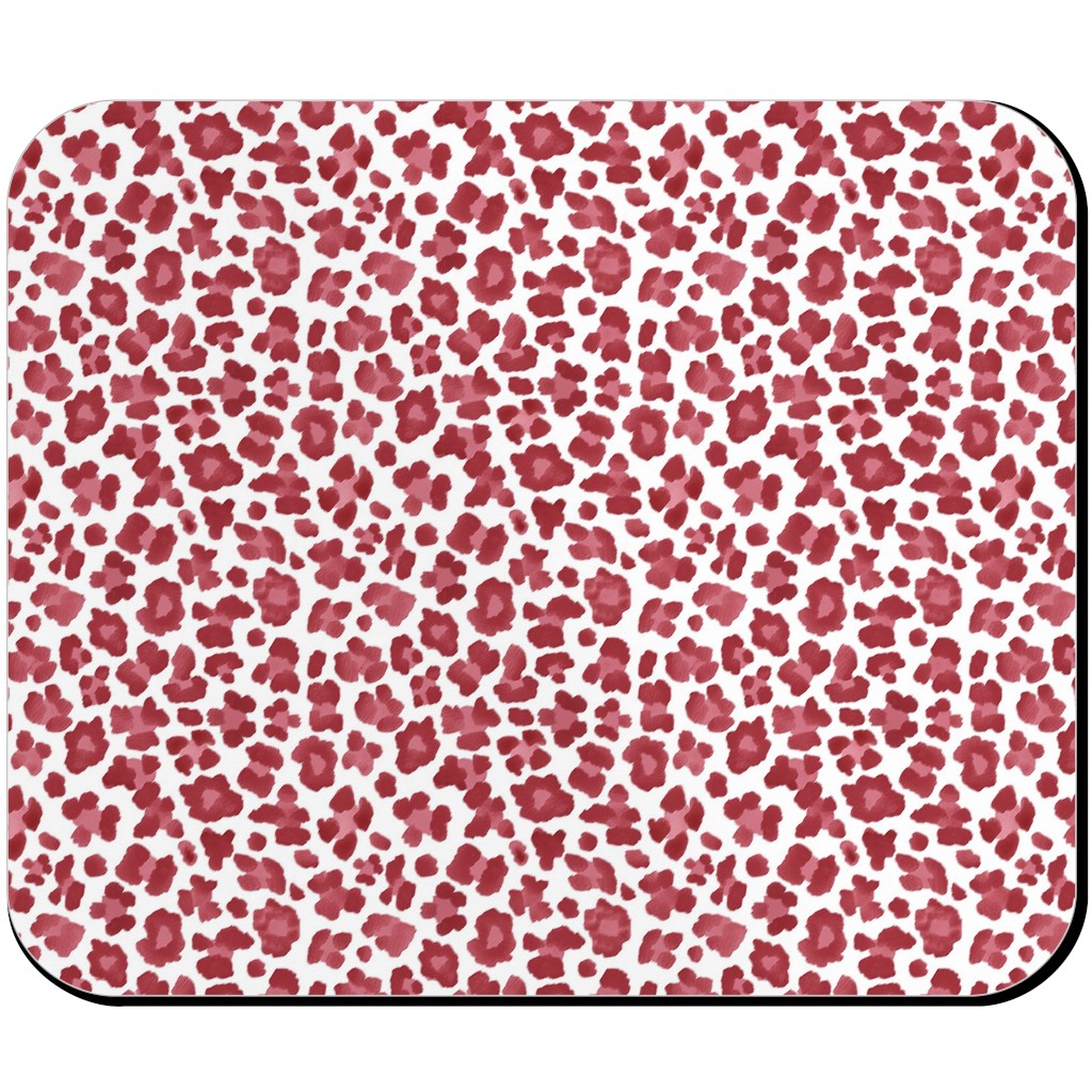 Leopard Pattern Print Mouse Pad, Rectangle, Red, Scarlet