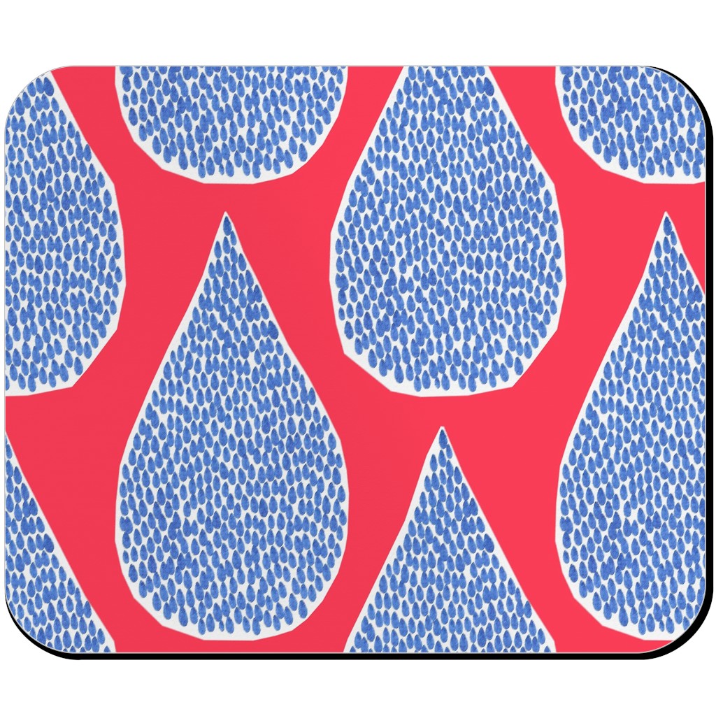 April Showers Rain Drops - Red Mouse Pad, Rectangle, Red, Red