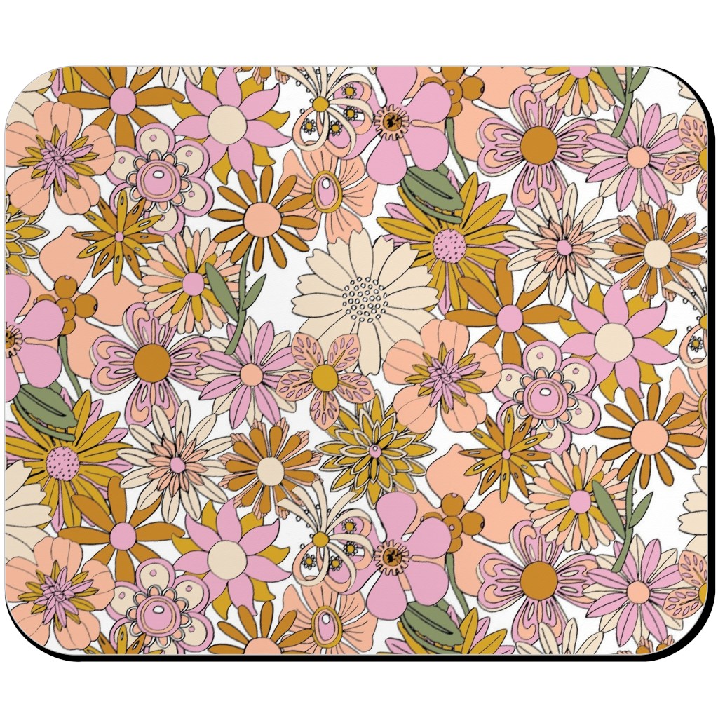 Chelsea Vintage Floral Garden - Pink Mouse Pad, Rectangle, Pink