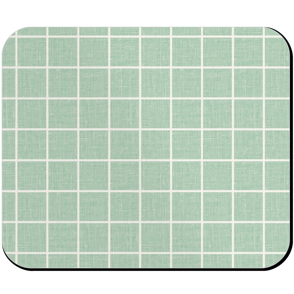 Grid Linen Look Mouse Pad, Rectangle, Green
