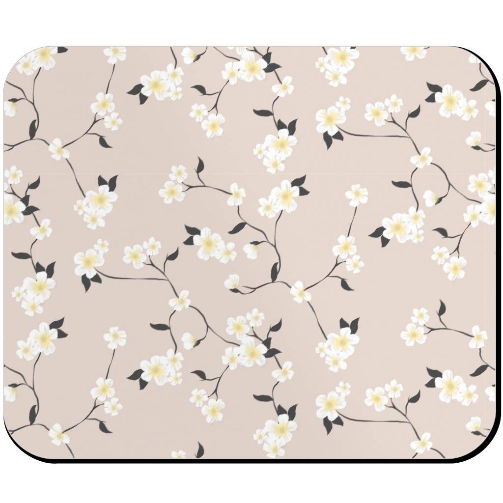 Climbing Flower - Pink Mouse Pad, Rectangle, Pink, Bright Pink