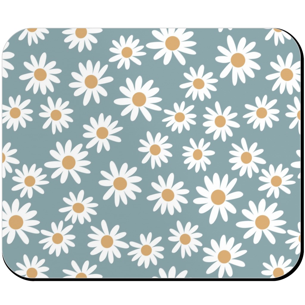 Daisies Mouse Pad, Rectangle, Blue