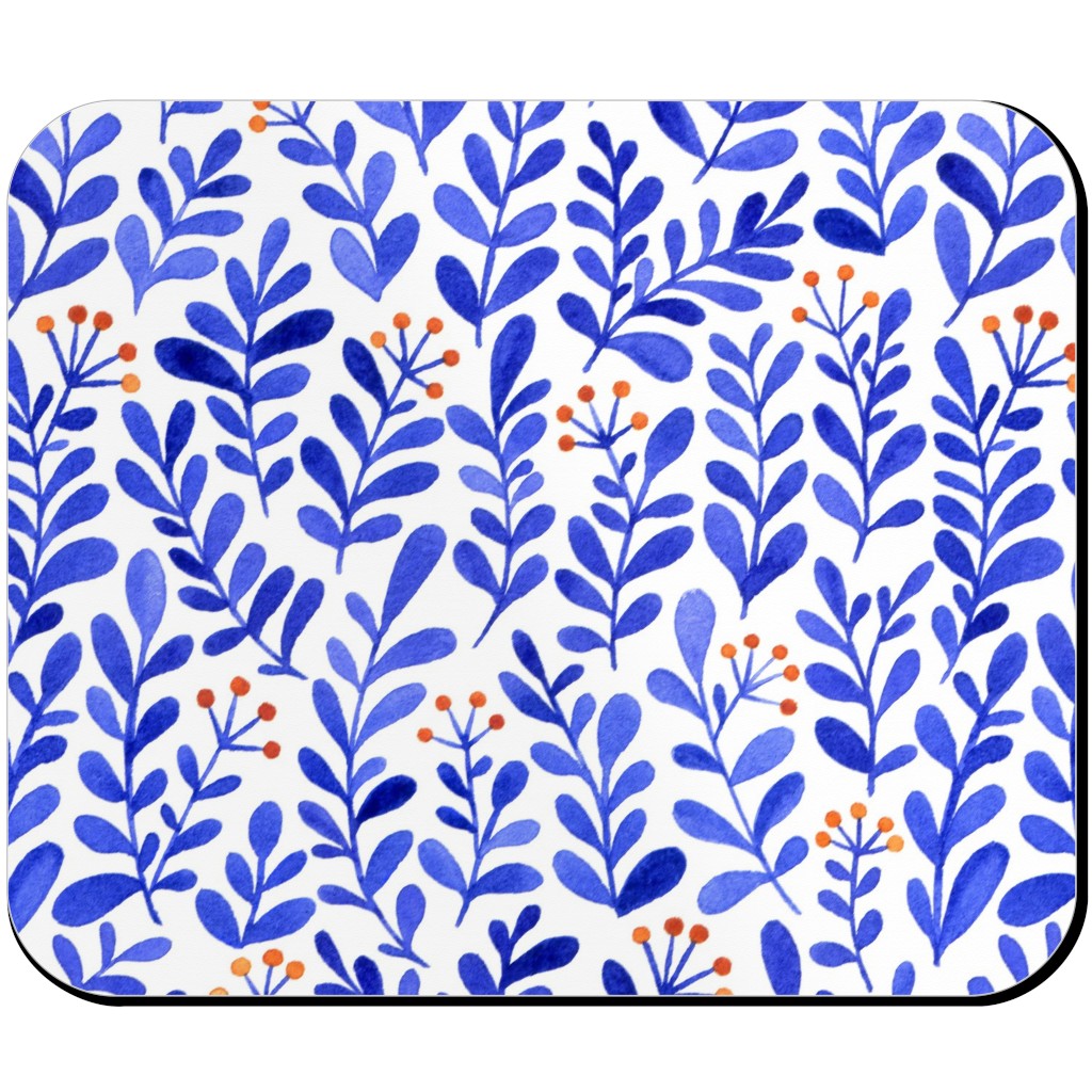 Leaves - Blue Mouse Pad, Rectangle Ornament, Blue