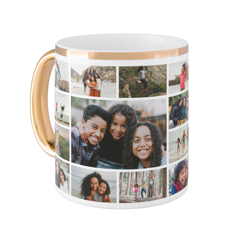 Photo Gallery Border Mug, Gold Handle,  , 11oz, Multicolor