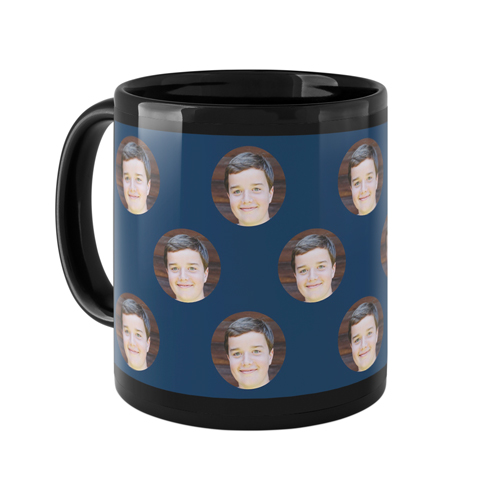 Floating Faces Mug, Black, , 11oz, Blue, navy