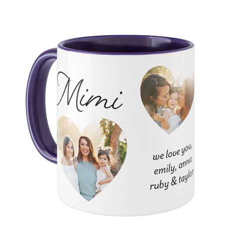 Heart Cutout Trio Mug, Blue,  , 11oz, White