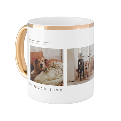 Corner Etches Mug, Gold Handle,  , 11oz, White