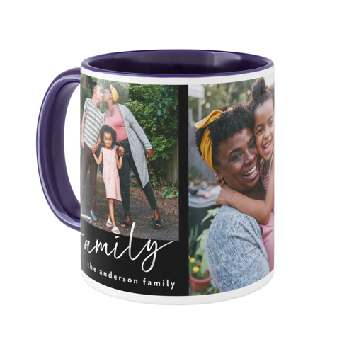 Family Tilt Script Mug, Blue, , 11oz, Black, black