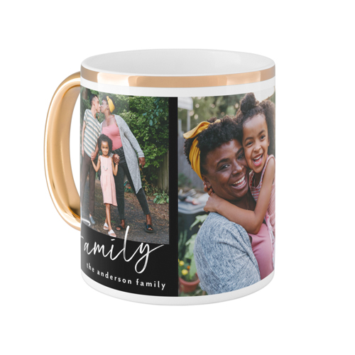 Family Tilt Script Mug, Gold Handle,  , 11oz, Black