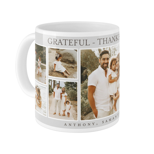 Grateful Thankful Blessed Frames Mug, White,  , 11oz, Gray