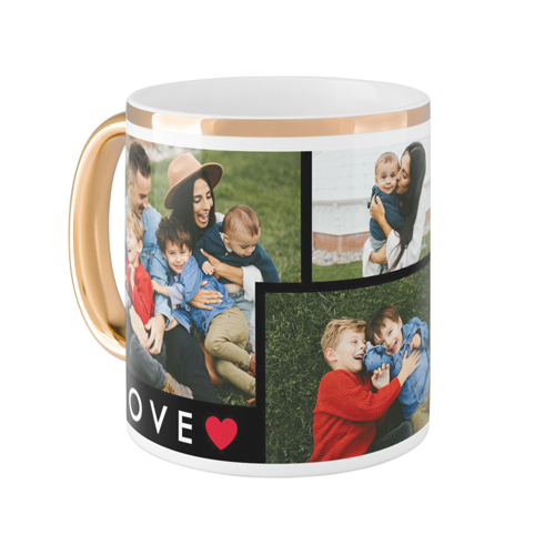 Modern Love Mug, Gold Handle, , 11oz, Red, fire engine