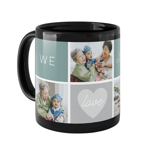 We Love Heart Grid Mug, Black,  , 11oz, Blue