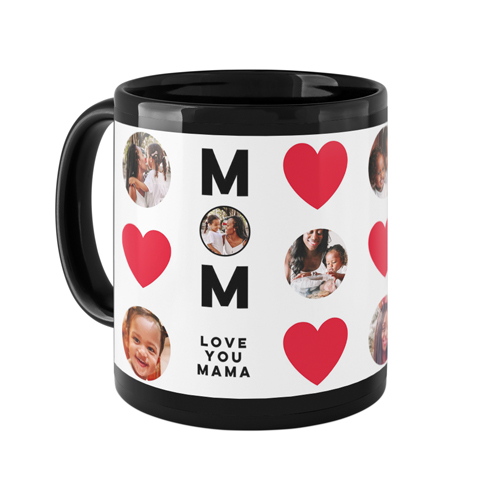 Heart Best Mom Ever Mug, Black, , 11oz, Red, fire engine