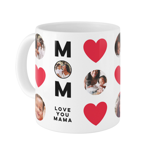Heart Best Mom Ever Mug, White, , 11oz, Red, fire engine
