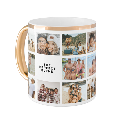 Grid Gallery Mug, Gold Handle, , 11oz, Multicolor, multi