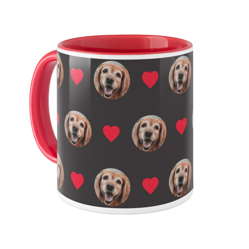 Loved Floating Faces Mug, Red, , 11oz, Red, fire engine