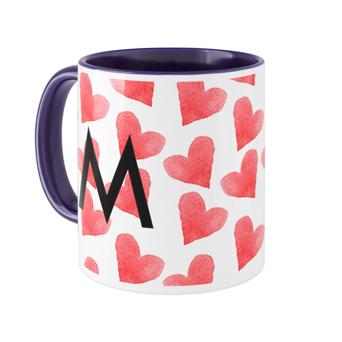 Heart Flutter Custom Text Mug, Blue,  , 11oz, Multicolor