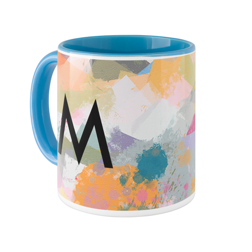 Abstract Colors Custom Text Mug, Light Blue,  , 11oz, Multicolor