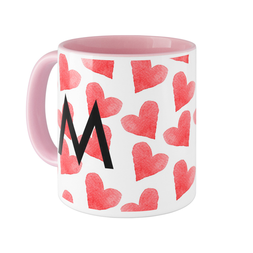 Heart Flutter Custom Text Mug, Pink,  , 11oz, Multicolor
