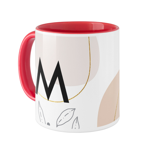 Muted Shapes Custom Text Mug, Red,  , 11oz, Multicolor