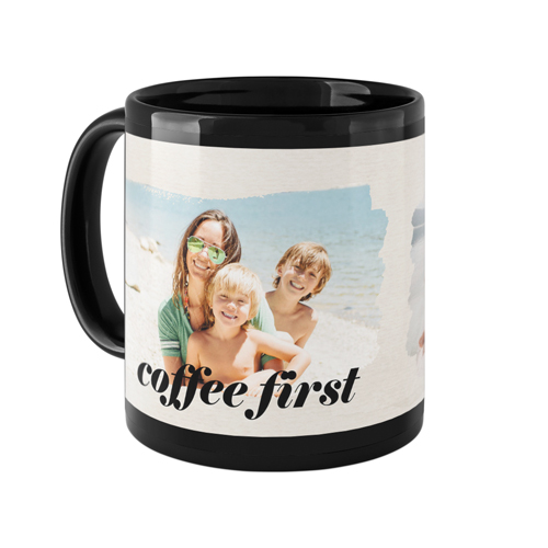 Brushstrokes Mug, Black,  , 11oz, Beige