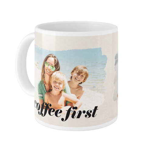 Brushstrokes Mug, White, , 11oz, Beige, antique white