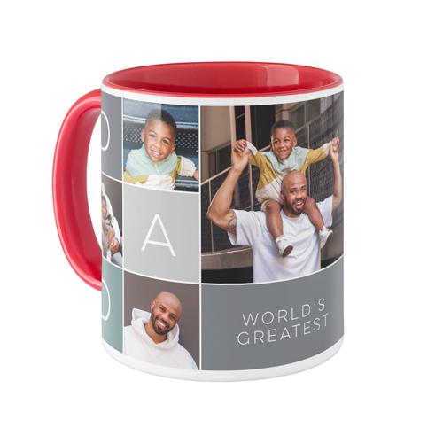 Dad Color Grid Mug, Red,  , 11oz, Gray