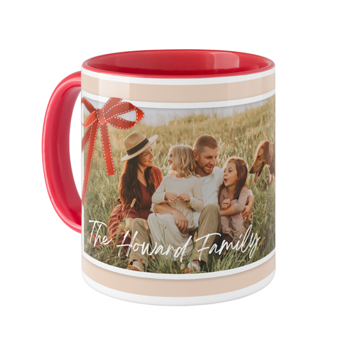 Holiday Bow Mug, Red,  , 11oz, Beige