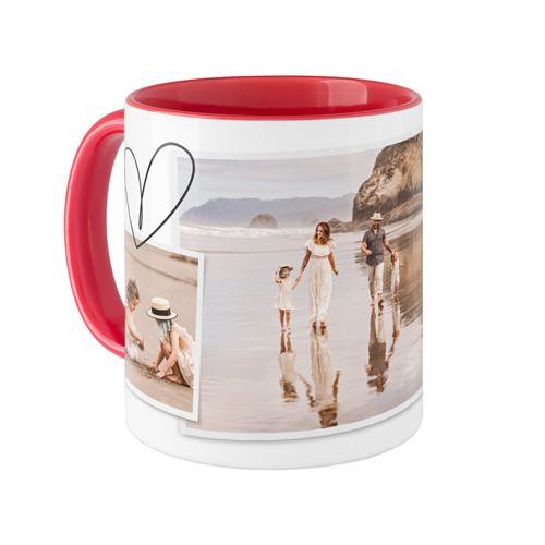 Minimalist Heart Film Mug, Red, , 11oz, White, white