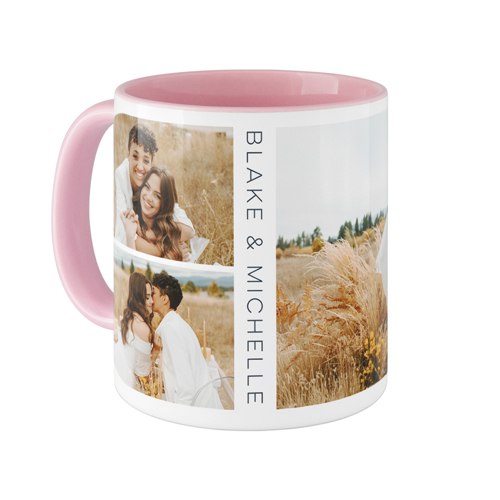 Modern Vertical Text Mug, Pink, , 11oz, White, white