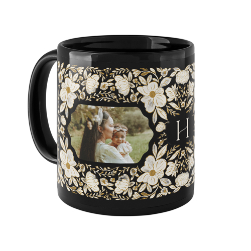 Classic Monogram Floral Mug, Black, , 11oz, Black, black
