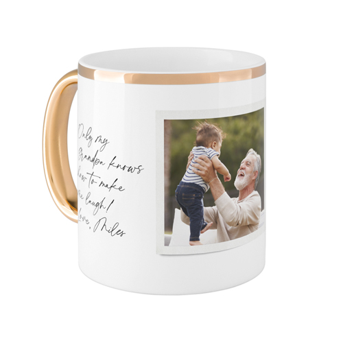 Sentimental Note Frames Mug, Gold Handle, , 11oz, White, white