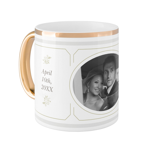Vintage Stationery Frame Mug, Gold Handle,  , 11oz, Gray