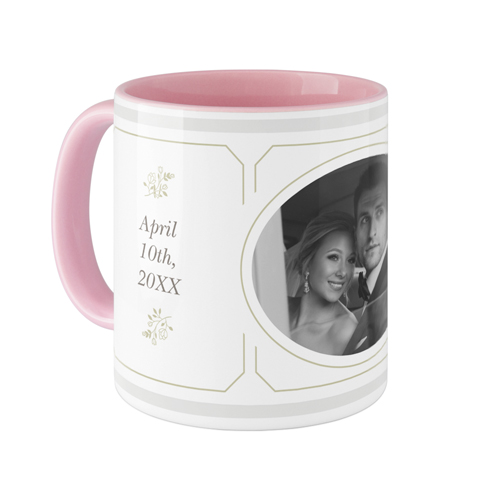 Vintage Stationery Frame Mug, Pink, , 11oz, Gray, silver lining