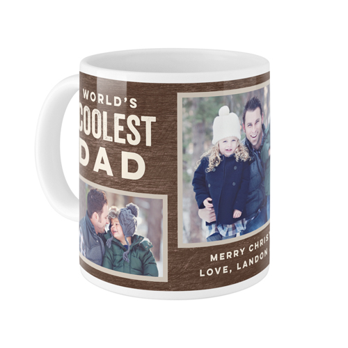 Coolest Dad Mug, White,  , 11oz, Brown
