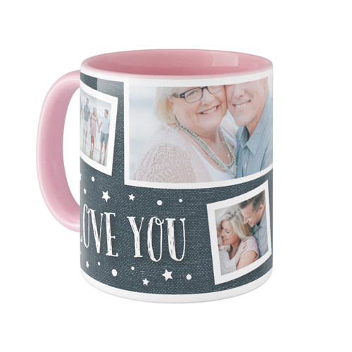 Love To The Moon and Back Denim Mug, Pink,  , 11oz, Blue