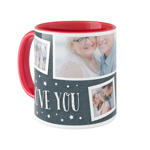 Love To The Moon and Back Denim Mug, Red,  , 11oz, Blue