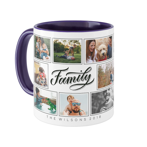 Family Script Mug, Blue,  , 11oz, Black