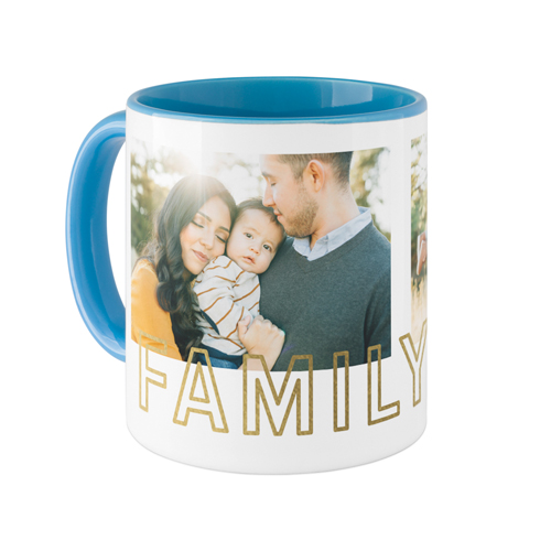 Contemporary Family Collage Mug, Light Blue,  , 11oz, White