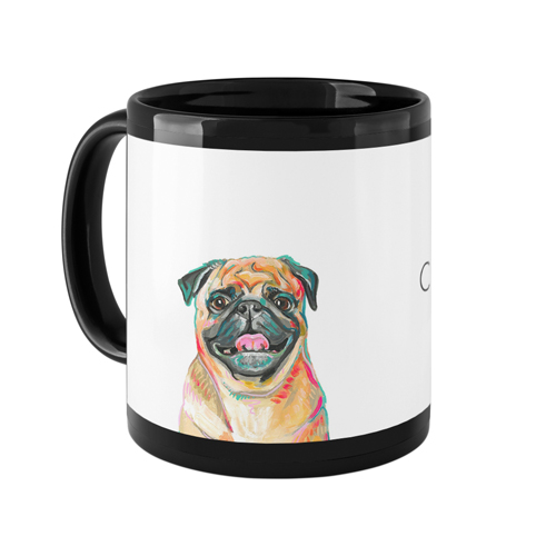 Pug Custom Text Mug, Black,  , 11oz, Multicolor