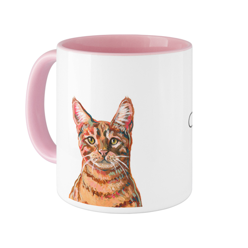 Orange Tabby Custom Text Mug, Pink,  , 11oz, Multicolor