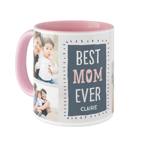 Best Mom Heart Mug, Pink,  , 11oz, Gray