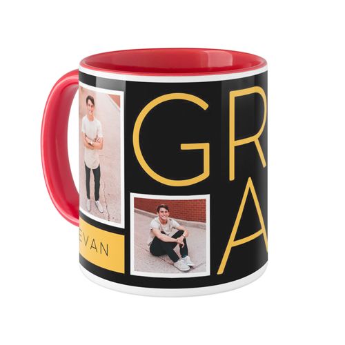 Grad Mug, Red,  , 11oz, Black