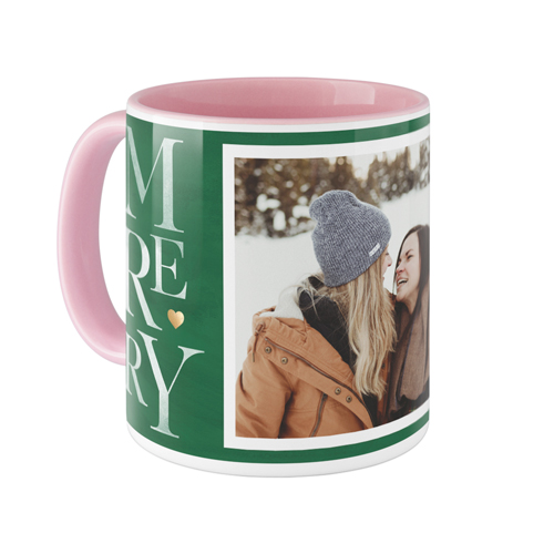 Merry Green Mug, Pink,  , 11oz, Green