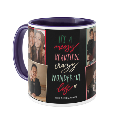 Messy Beautiful Crazy Life Mug, Blue,  , 11oz, Black