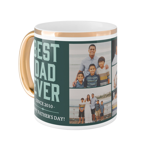Best Dad Mug, Gold Handle,  , 11oz, Green